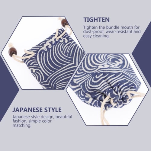 ibasenice Drumstick Case, Stylish and Cute Drawstring Pouch, Drumstick Storage, Japanese Wave Design, Compact