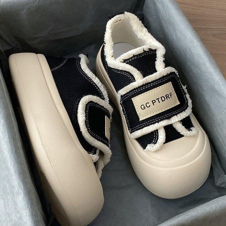 Platform Casual Pumps Women's  Spring/Summer New Velcro White Shoes Fashion Sports Easy to Match Fashionable Ladies Shoes