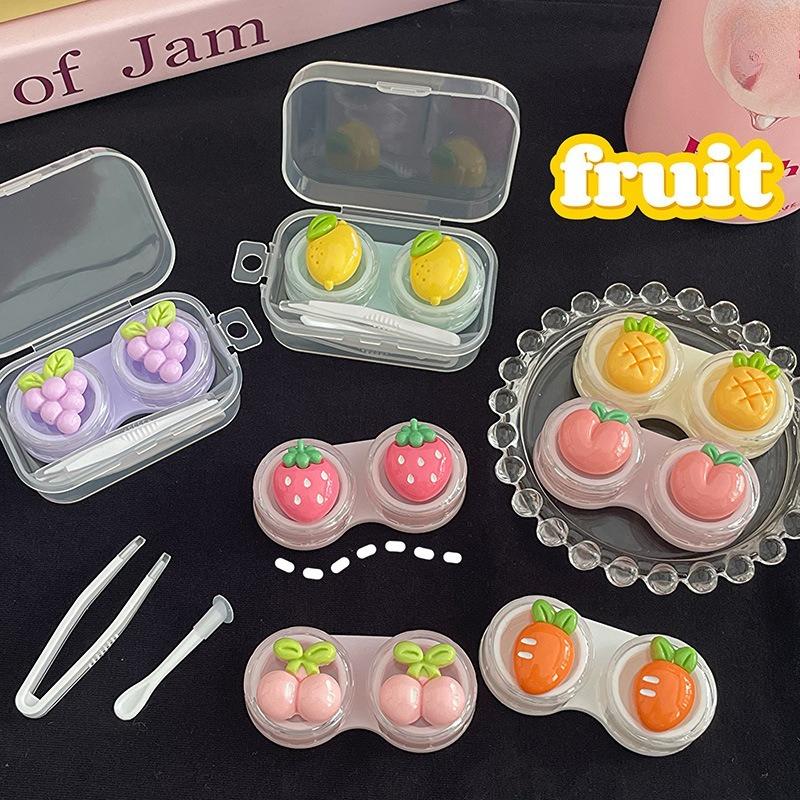 Cute Fruit Contact Lens Case Portable Mini Travel Lady Holder Storage Eye Care Container Contact Lenses Storage Box