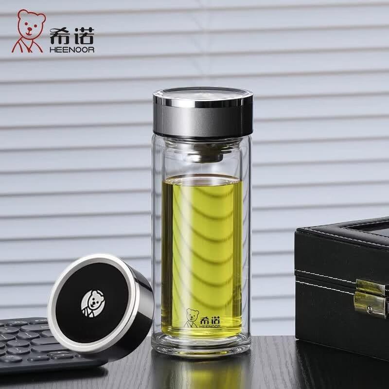 Heenoor Double Wall Glass Tea Cup with Filter