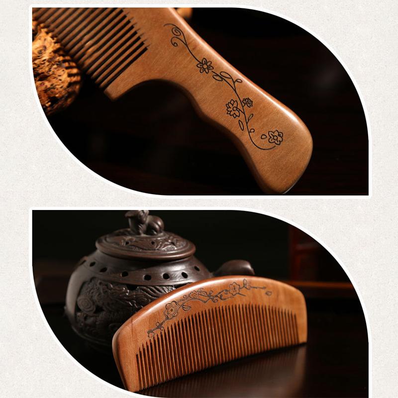 New Anti-Static Handcrafted Natural Peach Wood Hair Comb Head Massage Sandalwood Comb Hair Care Diy Styling Tool