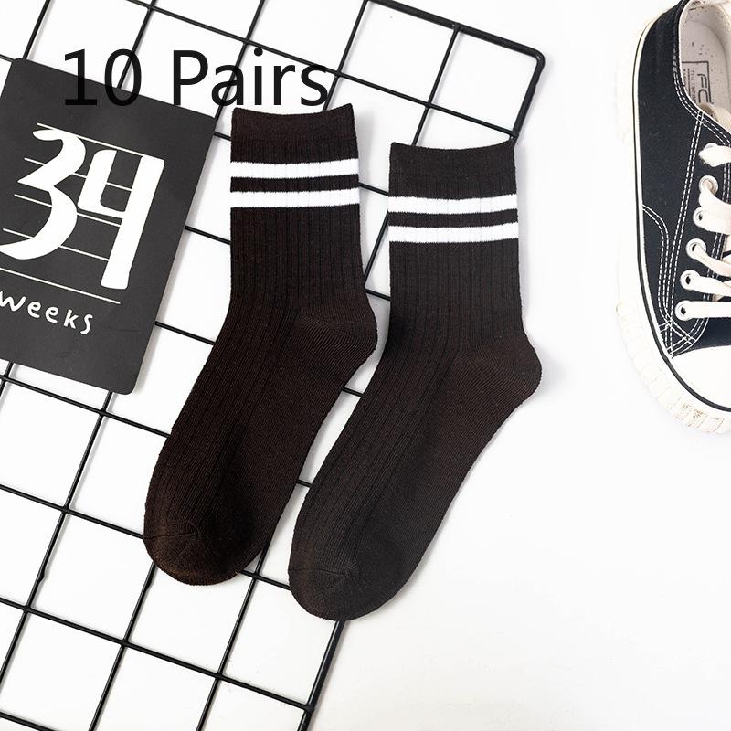 10 Pairs of Men's Autumn and Winter Business Leisure Versatile Classic Smoke A Parallel Bar Sweat Absorber Deodorant Tube Socks