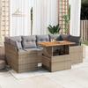 VidaXL Garden Furniture Set with Cushions 7 Pcs Beige Braided Resin 3327006