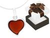 Short Silver Women' Necklace with Cherry Amber Heart Amber 42
