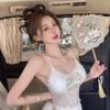 Summer Women's National Style Lace Camisole Halter Top with Chest Pads