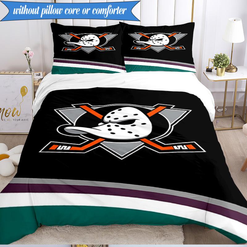 Set Biancheria da Letto 3 Pezzi Squadra di Hockey Anaheim Ducks Stampa 2D (Include 1 Copripiumino + 2 Federe Senza Imbottitura), Decorazione camera da letto, Regalo ventilatore
