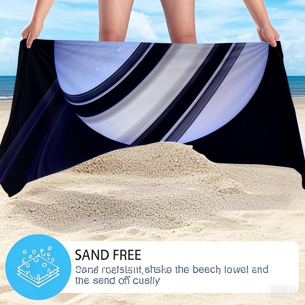 Saturn’s Rings in Space Compact Travel Beach Towel Super Absorbent Sand Resistant, Microfiber for Swimming Camping Yoga