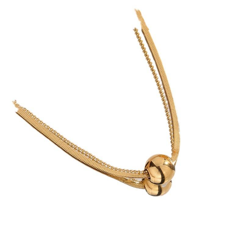 Elegant dubbellagers guldpärlhalsband för kvinnor – Cool, enkelt och lyxigt design