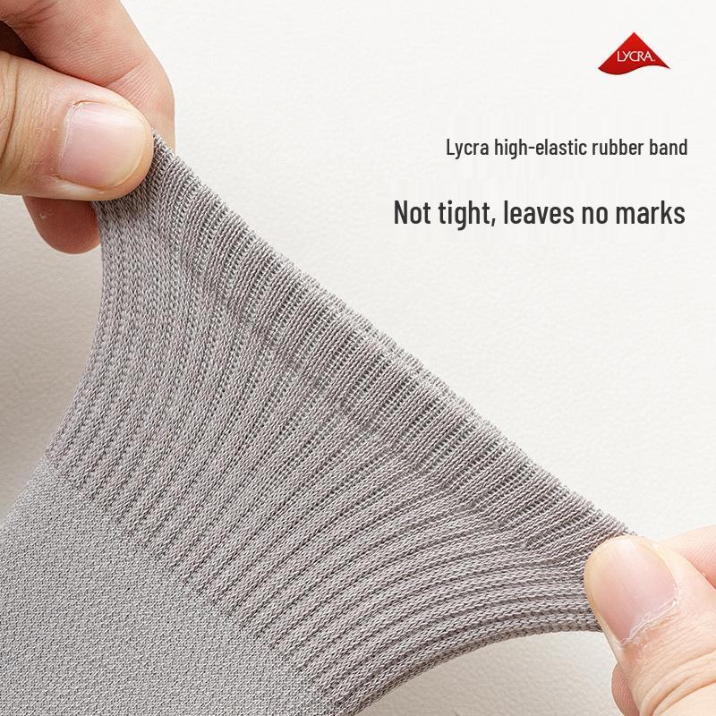 Men's Mid-Calf Five-Toe Cotton Socks - Spring/Summer, Sweat-Wicking, Deodorizing, Solid Color, Seamless, Long, Mesh, Sports, Split-Toe.