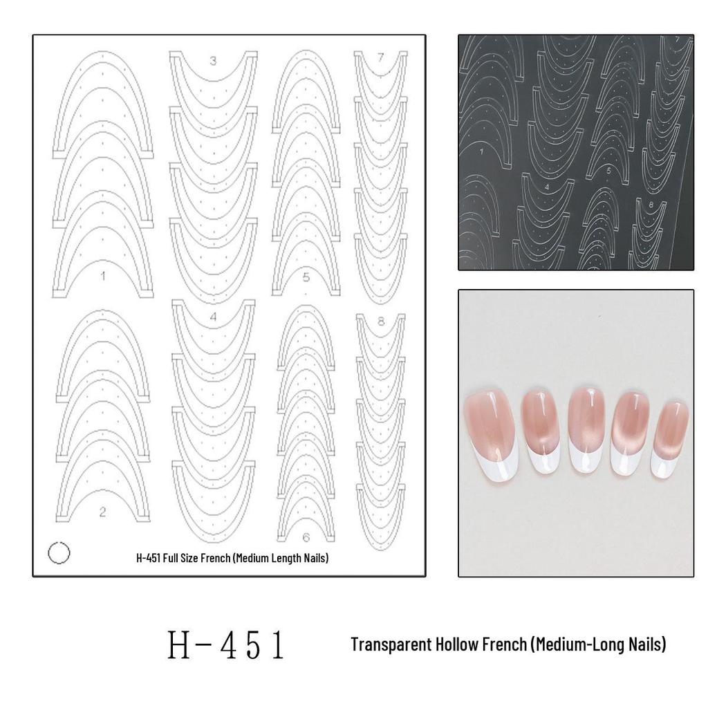 Ultra-Thin Transparent French Nail Art Templates - Hollow Stickers with Pat-on Glue
