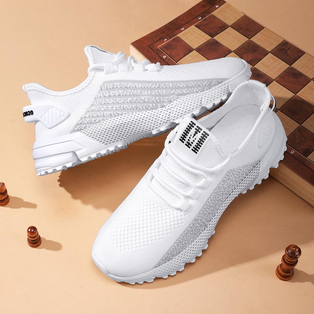 Knitted Mesh Running Shoes Breathable Men's Casual Sneakers Lightweight Outdoor Jogging Walking Trainers Anti-slip Sole