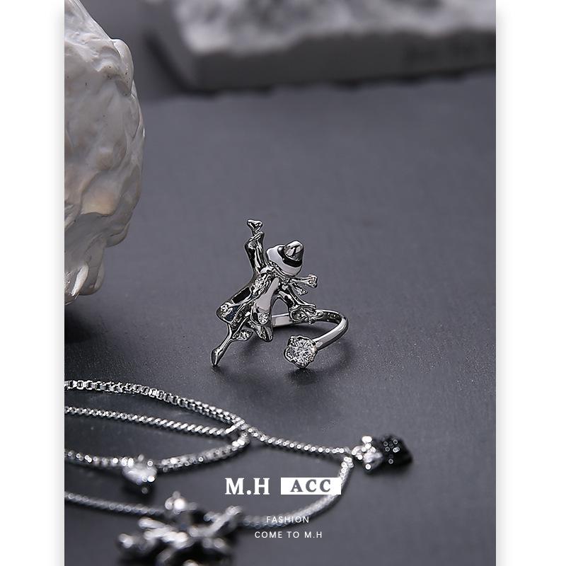 Zircon scarecrow ring temperament index finger ring cold wind personalized jewelry