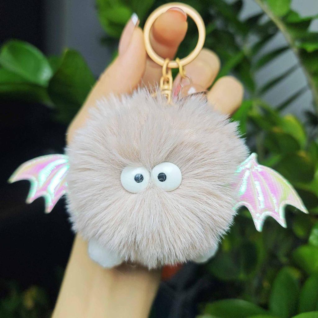 Cross-Border Plush Little Devil Soot Ball Faux Rex Rabbit Fur Pendant Keychain/Backpack Charm