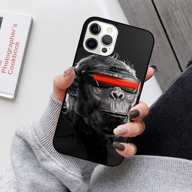 

Funny Thinking Monkey With Headphone Phone Case For iPhone 17 Air 16 15 14 13 12 11 Pro Max Plus Max Cover coque iPhone 11pro max