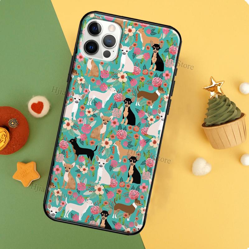 Chihuahua Face Floral Dog Case For Apple iPhone 13 12 Mini 11 14 Pro Max XS X XR 6S 7 8 Plus 5S SE 2020 Phone Cover