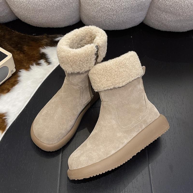 Fashion Women Flats Ankle Boots Suede Fur Shoes Casual 2025 Sport Trend New Fashion Sneakers Short Plush Snow Boots Winter Botas Mujer