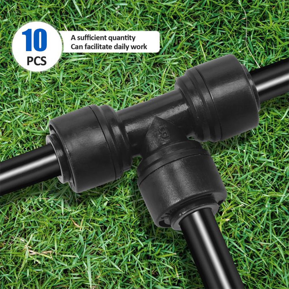 10Pcs Drip Irrigation Parts Quick Connect 1/4" Hose Tee Fittings Universal Irrigation Connectors for Garden Farm & Greenhou W9M4