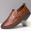 Men's leather shoes spring and summer new soft surface soft sole one pedal business men's shoes hollow breathable shoes
