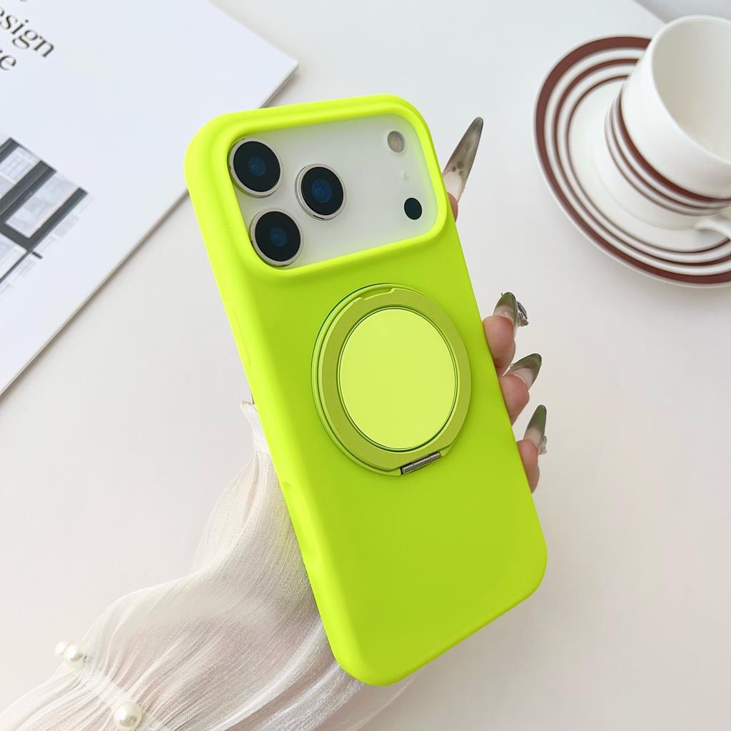 Custodia in Silicone Liquido Lussuosa con Supporto ad Anello Rotante a 360° per iPhone 17 Air 16 E 15 14 Plus 13 12 Pro Max Copertura con Supporto