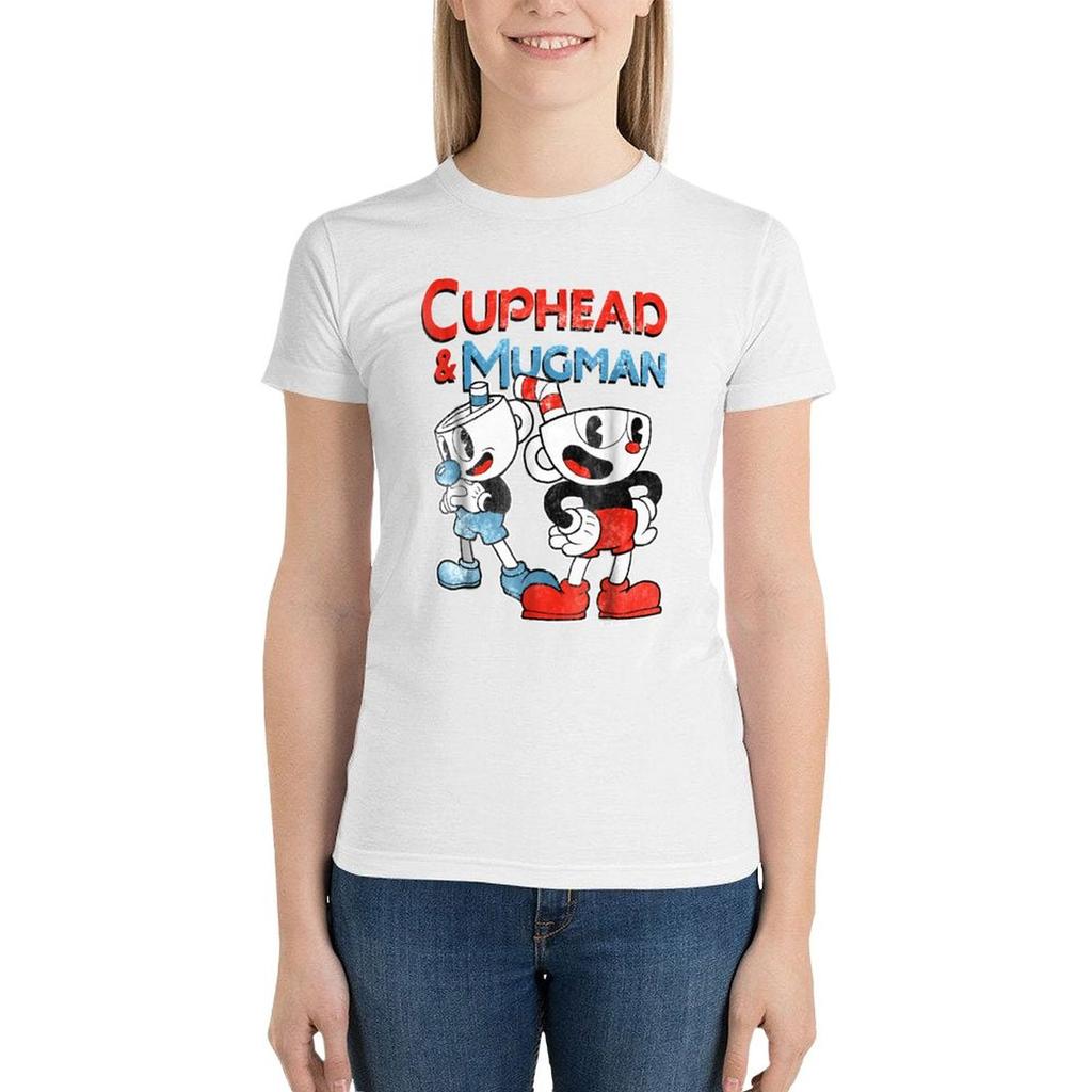 Cuphead Mugman Dynamic Duo Graphic T Shirt T-Shirt Cute Tops Blouse T-Shirts For Women Loose Fit