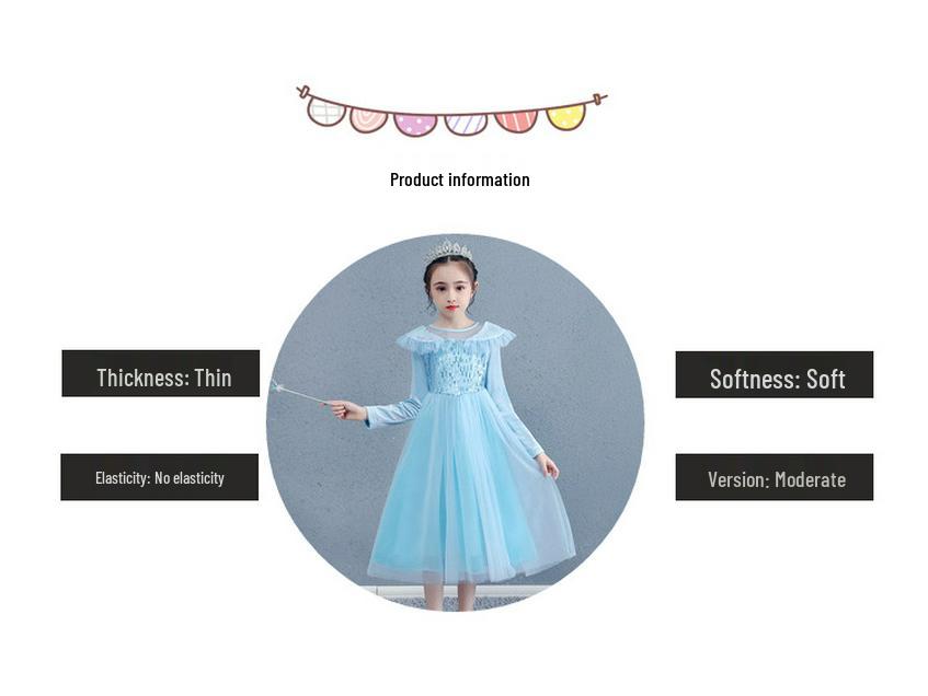 Girls' Long Sleeve Frozen Elsa Christmas Dress
