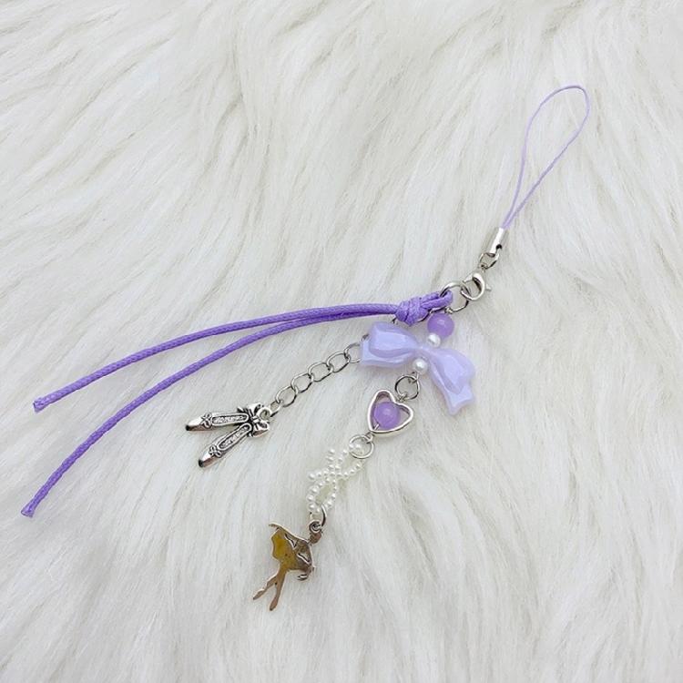 Elegant Beaded Keychain Acrylic Alloy Phone Charm Colorful Keyring Unique Bag Charm Fashionable Key Chain Accessory