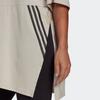 Adidas Oversized Tee Training Sports Striped Print Side Slit Round Neck Short Sleeve Drop Shoulder T-Shirt Women Tops Phosphor-Brown H47489