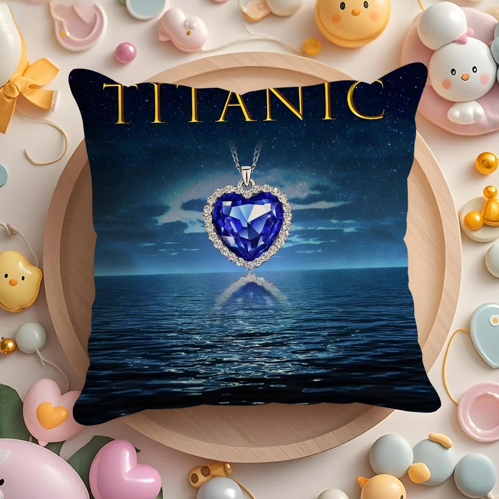Ocean H-Heart Sapphire Cushion Cover Plush Fabric Soft Double-Sided Printed Sofa Pillow Case Colorfast Home Decor Gift