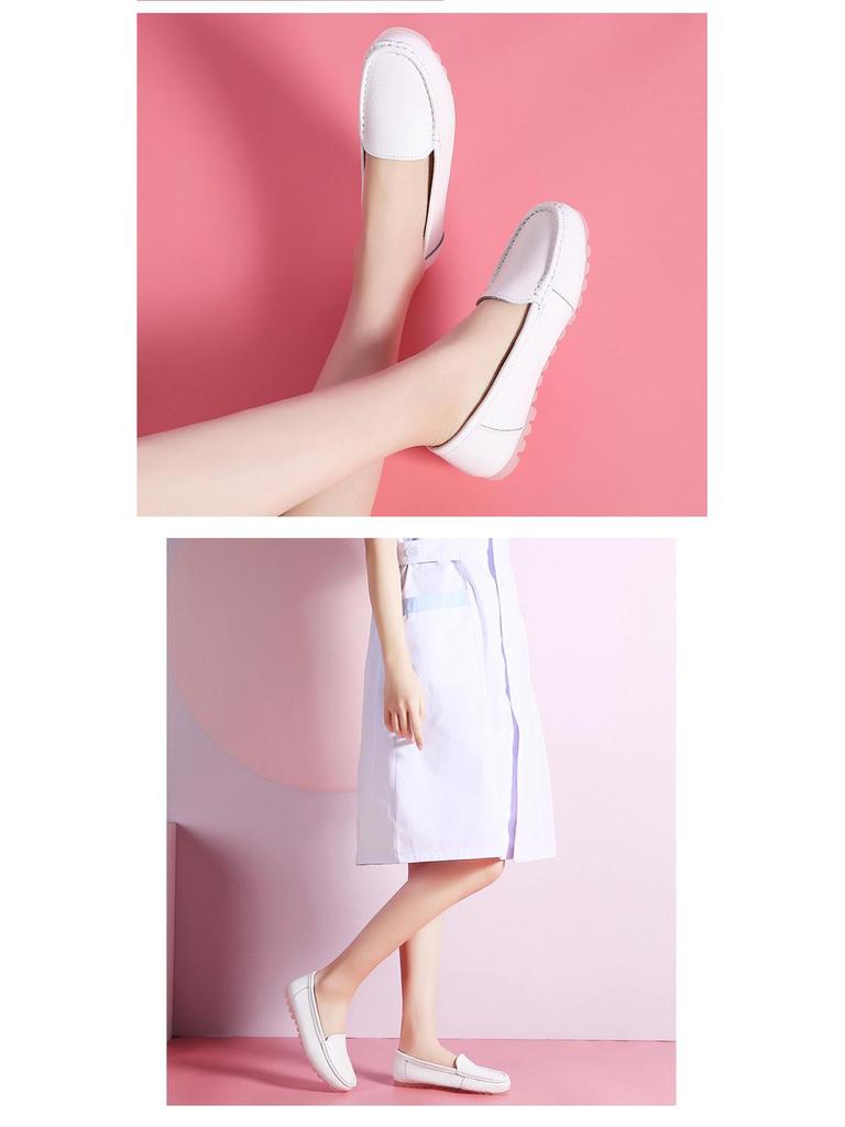 Women's Summer Breathable Non-Slip Flat Nurse Shoes - White