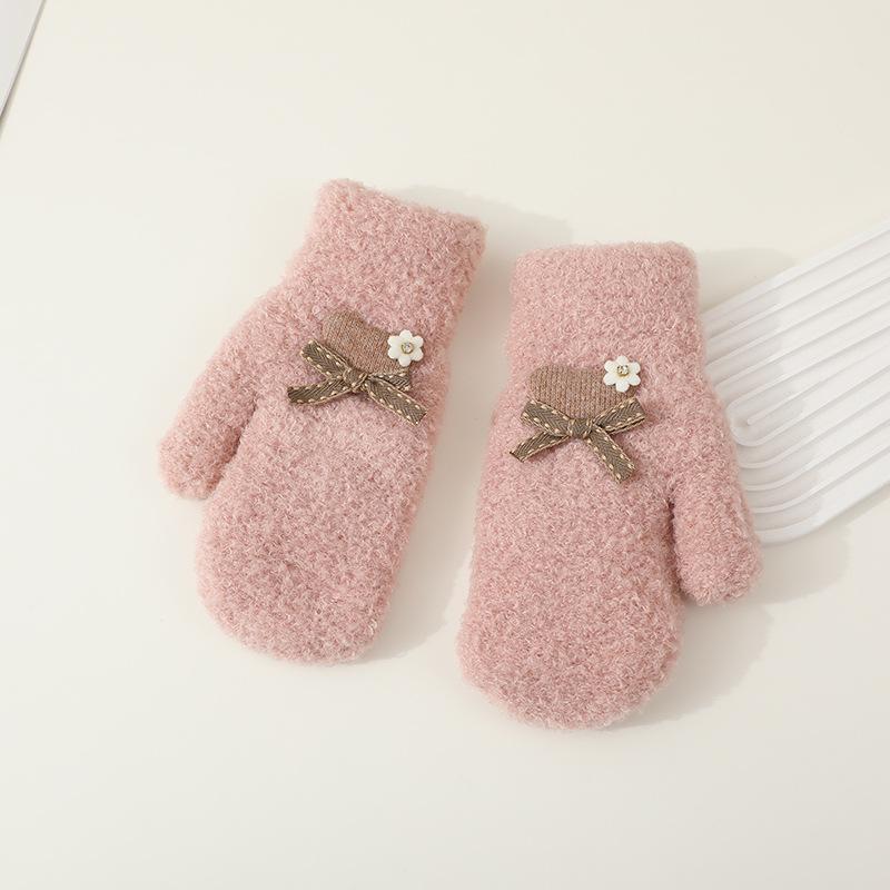 All-inclusive Mittens, Women's Velvet and Thickened Winter Adult Student Cycling To Keep Warm and Cold-proof Wool Knitted Full Finger