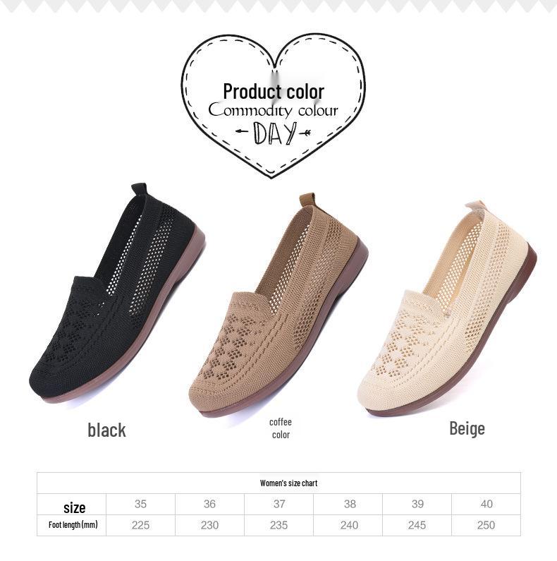 Women's Wide Fit Soft Sole Hollow Flyknit Mesh Shoes for Spring/Summer