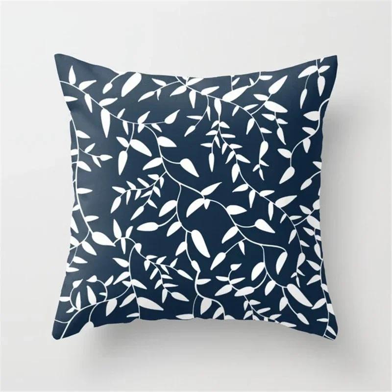 New Deep Blue Nordic Geometry Double-Sided Printed Pillow Cover Short Plush Suitable Living Rooms Bedrooms Throw Cushion Cover