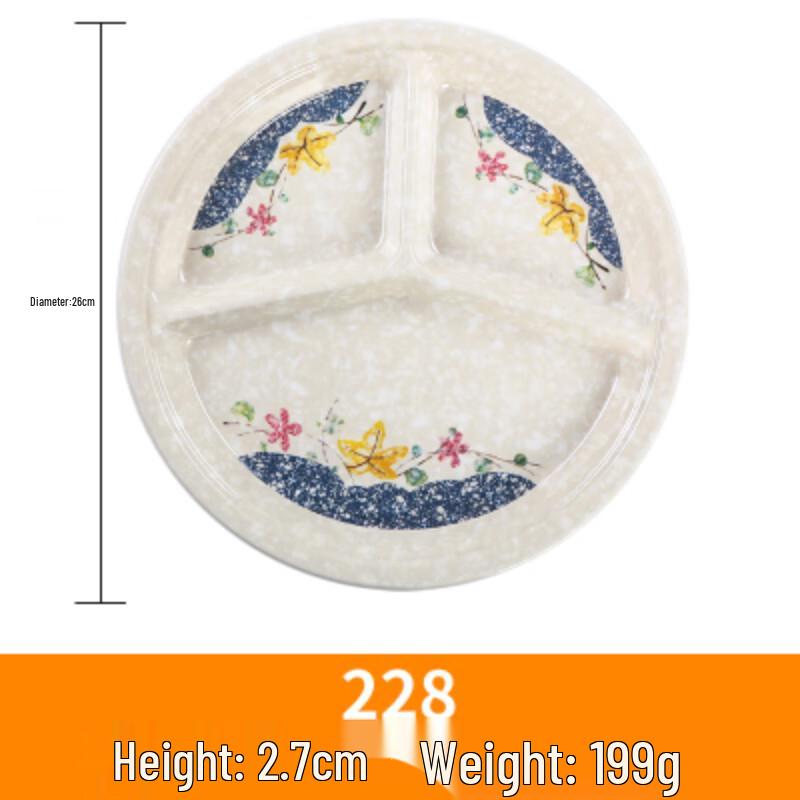 Melamine 3-Compartment Divided Dining Plate