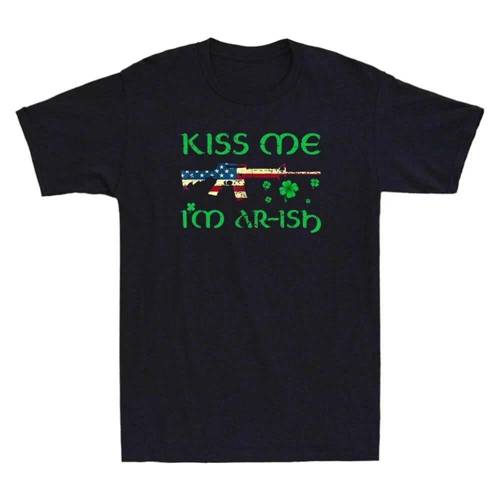 

Kiss Me I m AR-ish - St. Patrick s Day, Pro Guns Funny Quote Retro Men s T-Shirt S