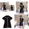 Women Halloween Sexy Cospaly Police Uniforms Large Size Zipper Clothe Stretchy