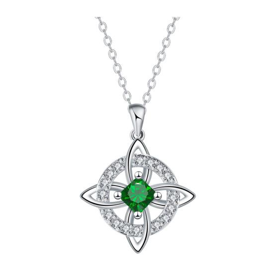 Celtic Knot Necklace Witches Knot Birthstone Necklace Sparkling Celtic Symbol Necklace Wiccan Spiritual Jewelry Gift for Women Mom Wife Girlfriend Size#M