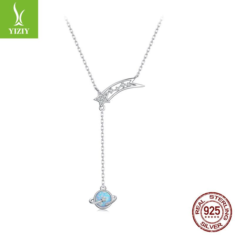 Design, Planet Opal Necklace S925 Sterling Silver Platinum Plated Necklace Women'S Versatile Premium Sense