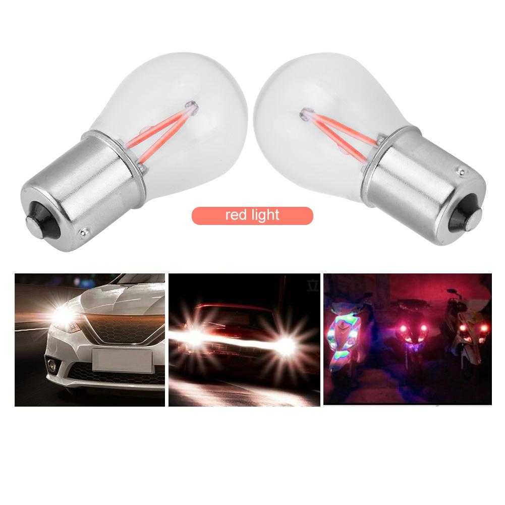 Pair of 1156 Glass Strobe COB LED Car Turn Signal Reverse Light Tail Brake Bulb White Light