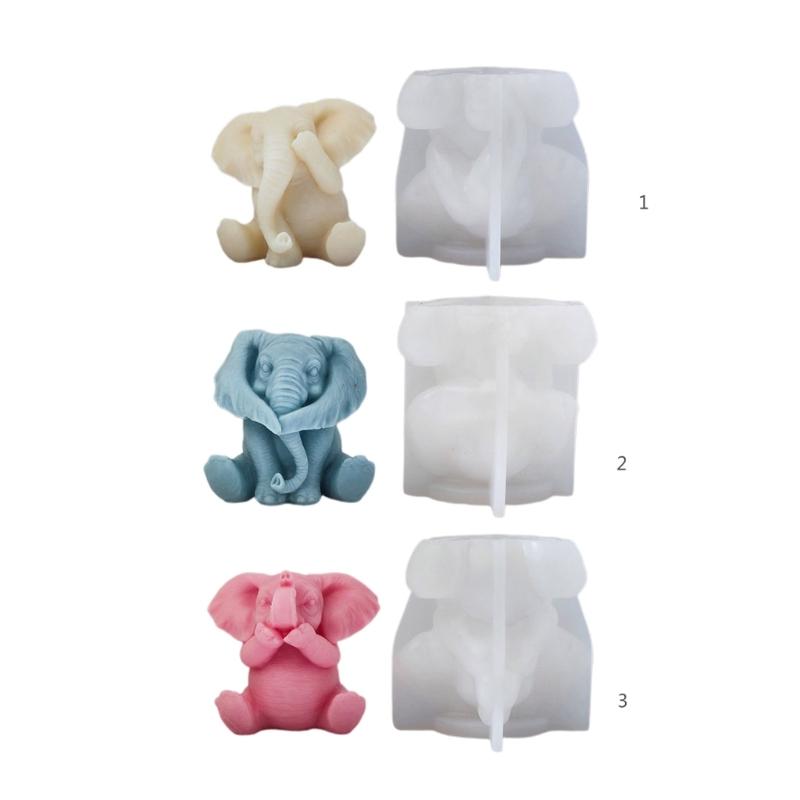 Silicone 3D Elephants Candle Molds Soap Resin Mould DIY Animal Aromatherapy Candle Mold Hand Craft for Home Party-Decor