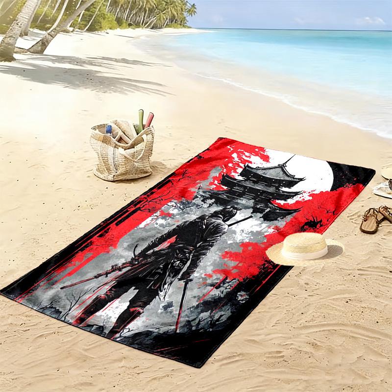 Toalla de Playa con Estampado de Samurái Japonés, Toalla Grande Suave de Secado Rápido para Playa, Camping, Natación