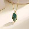 Nidin Fashion Necklace Hamsa Hand Pendant Enamel Turkish Evil Eye Lucky Amulet Palm Clavicle Chain Jewelry Gift For Women Men