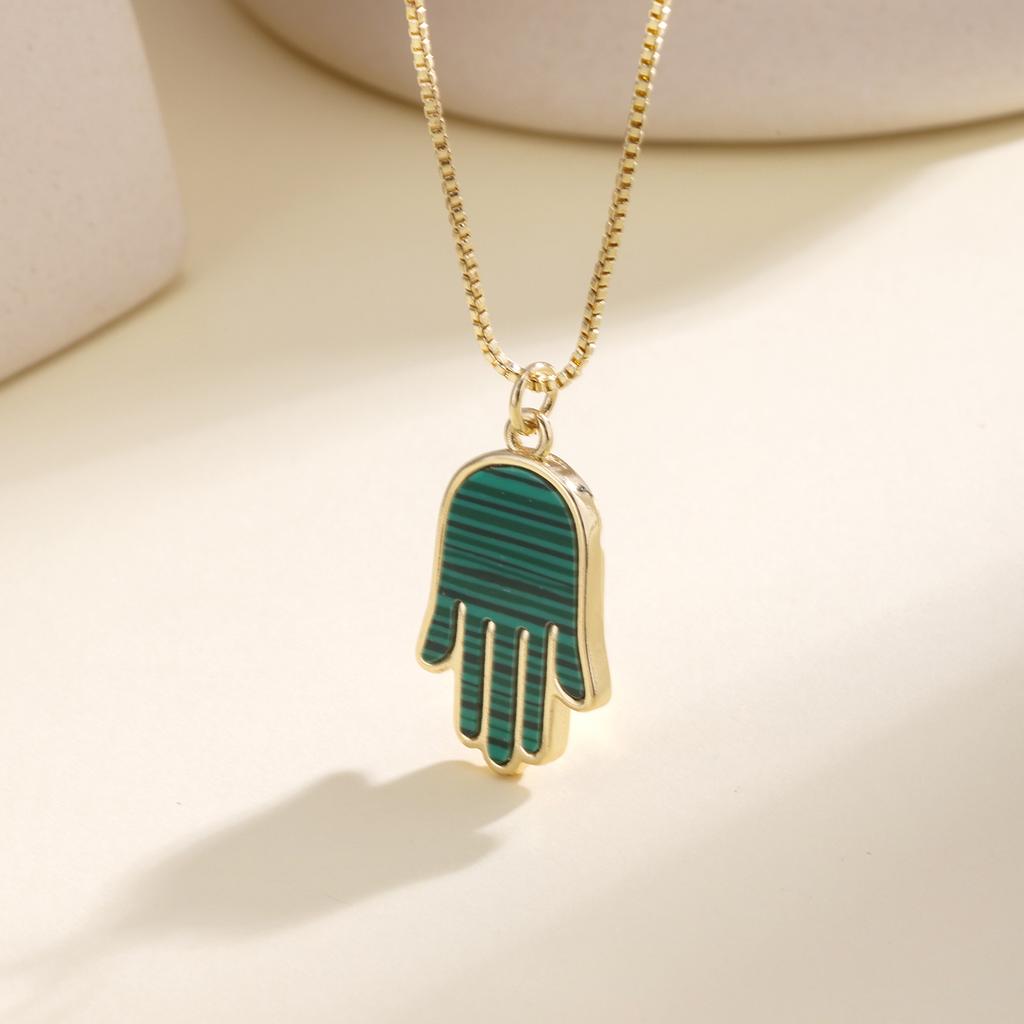 Nidin Fashion Necklace Hamsa Hand Pendant Enamel Turkish Evil Eye Lucky Amulet Palm Clavicle Chain Jewelry Gift For Women Men