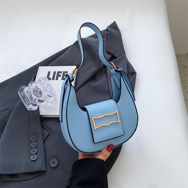 Popular bags women's summer simple new crescent moon hand carry women's bags underarm trendy fashion shoulder contrasting bag