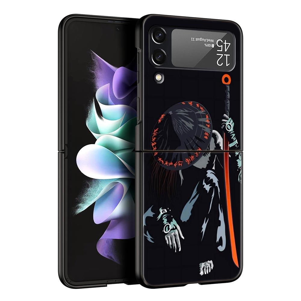 Phone Case for Samsung Galaxy Z Flip 3 4 5 6 7 Folding Shell For Samsung Z Flip4 Flip5 PC Hard Cover Japanese Bushido Samurai