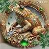 Metal Sign Round Ornate Frame Golden Toad Gemstone Vintage Decor Aluminum Wall Art