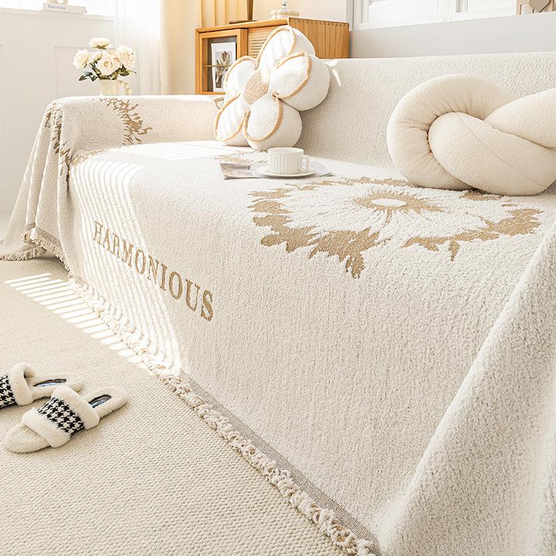 

Плюшевая пряжа Зимнее утолщенное полотенце для дивана Полное покрытие Ткань Nordic Высококачественное универсальное всеобъемлющее пылезащитное покрытие Нескользящее одеяло 90*180cm