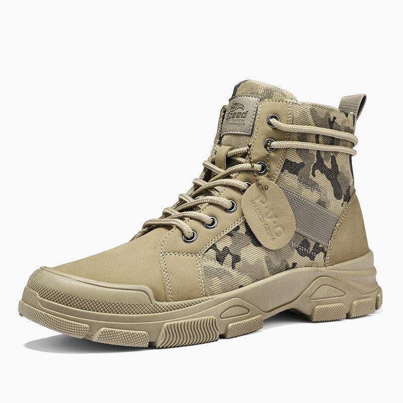 Camouflage Martin Boots Men's High-top Autumn and Winter Rhubarb Boots Men's Cotton Shoes Winter Warm Snow Boots 4748 Large Size Men's Shoes