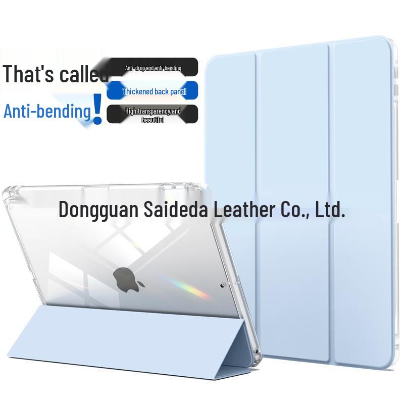 iPad 10.2" Leather Case with Pen Slot & Transparent Acrylic Back