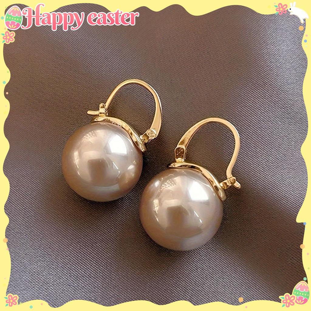 Pretty Imitation Pearl Pendant Hoop Earrings Zinc Alloy Jewelry Vintage Elegant Style for Women Daily Casual