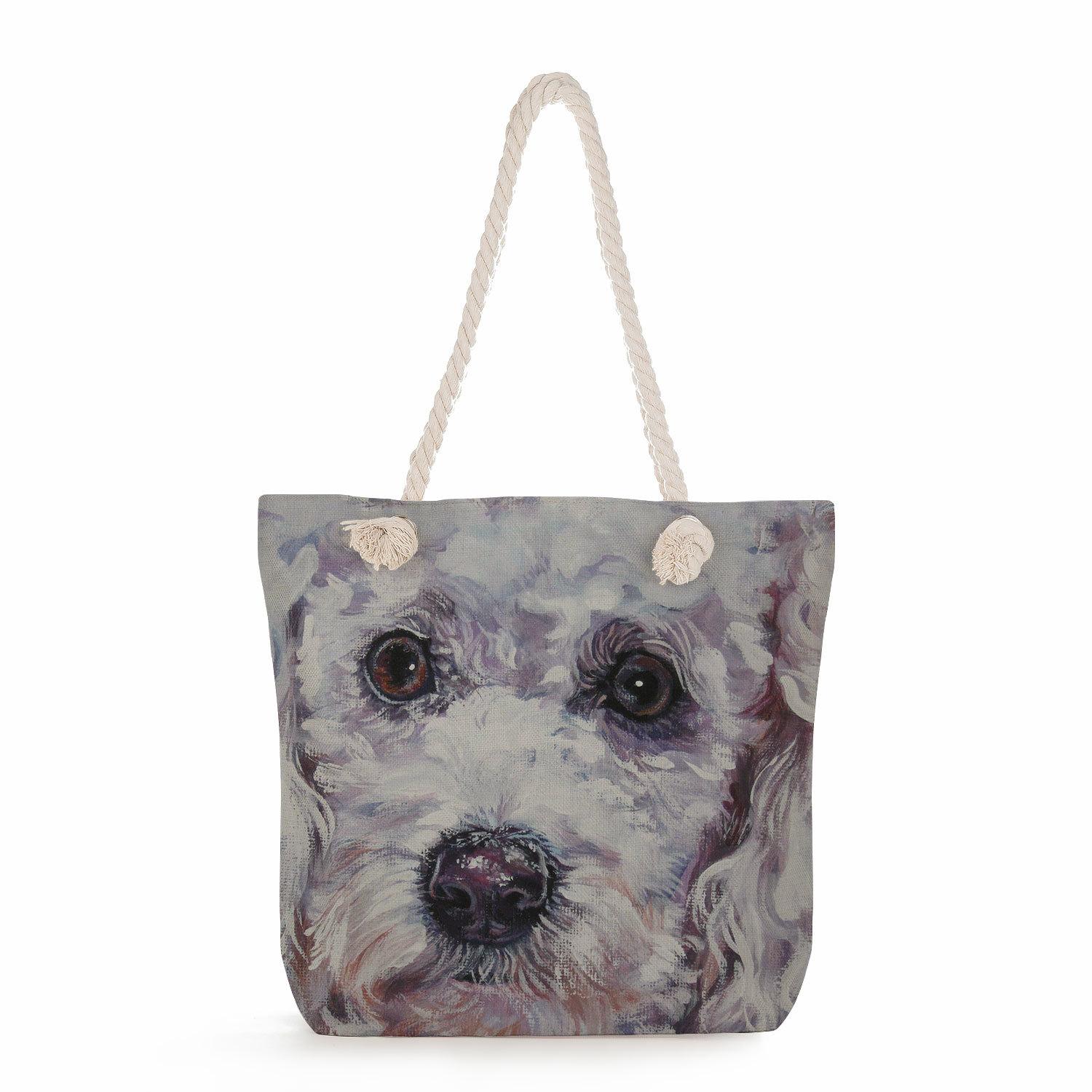 Dog print thick rope single-shoulder beach bag 7308 KTB